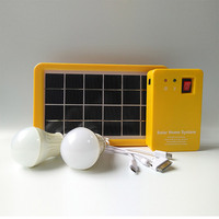 Système solaire compact 2W avec batterie lithium-ion, 2 ampoules, léger, pour le camping et les voyages en extérieur