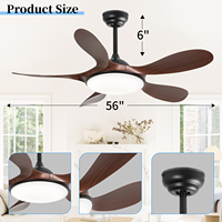 Ventilateur de plafond décoratif LED 56 pouces à 5 pales avec télécommande et moteur DC 6 vitesses pour la maison - Vente en gros