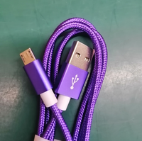 Kabel pengisi daya ponsel, USB mikro V8 5 PIN kepang nilon untuk ponsel Android
