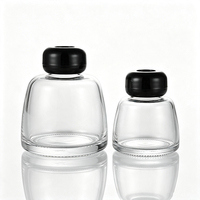 Bouteille en verre ronde de 100 ml et 200 ml pour aromathérapie, flacon vide pour diffuseur à bâtonnets avec couvercle pour huiles essentielles et parfums d'intérieur