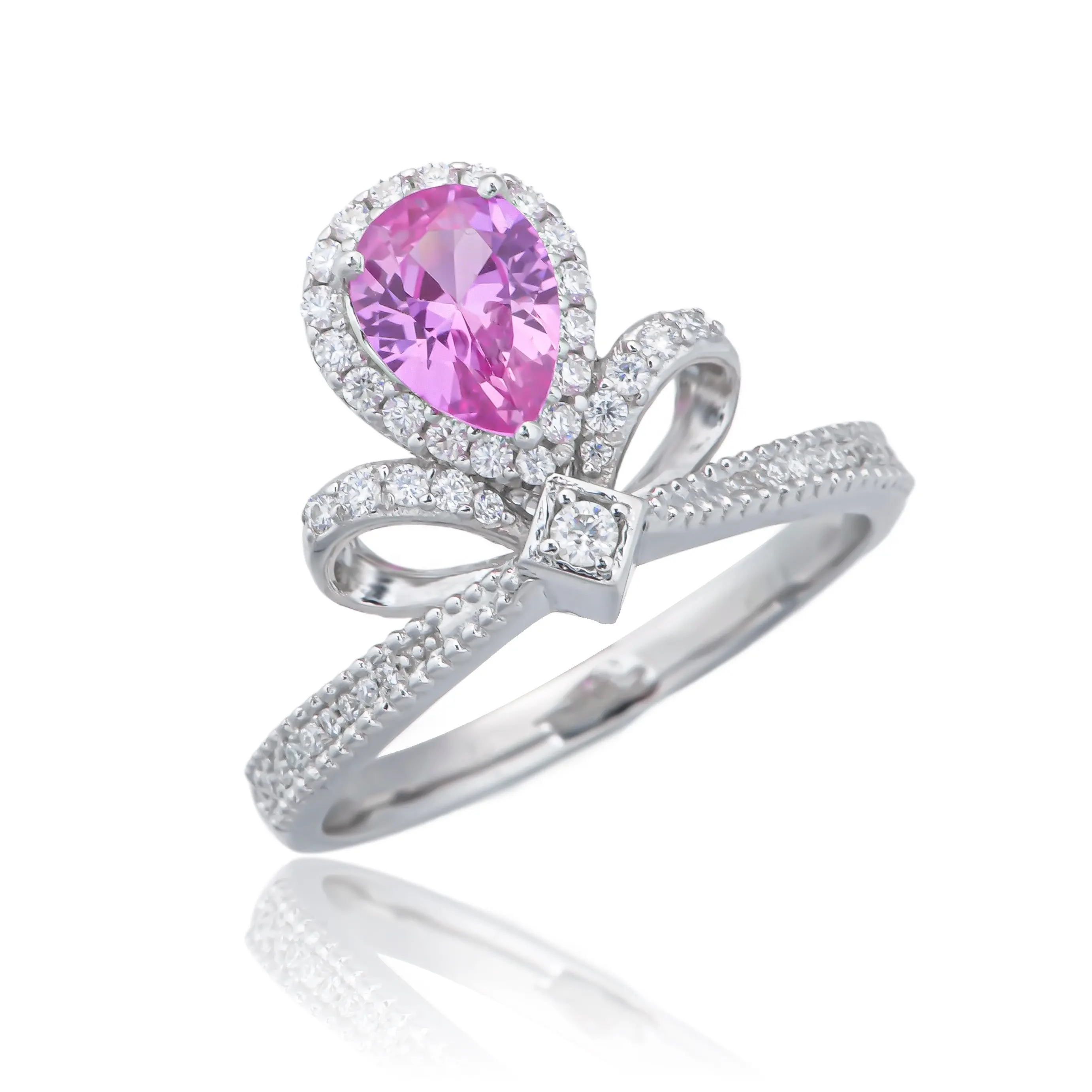 DEYIN laboratorio di gioielli rosa cresciuto zaffiro anello corona imperiale pietra preziosa placcato oro diamante anello di fidanzamento per donna