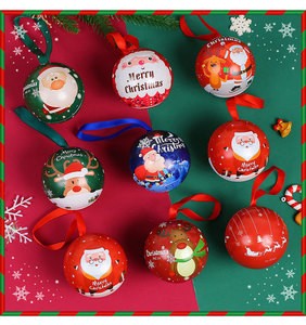 Hot <b>Christmas</b> Decorations Tinplate Round Ball With Ribbon Metal Container Candy Jar Promotional Gift Custom <b>Christmas</b> Tin Ball - Product Image 2