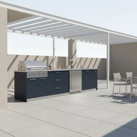 Cuisine extérieure moderne et écologique en acier inoxydable sur mesure avec four 304 et crédence îlot
