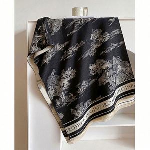 Bufanda de Cachemira Larga y Gruesa de Doble Cara con Estampado de Paisaje Invernal para Mujer, de Lujo, al por Mayor - Product Image 4