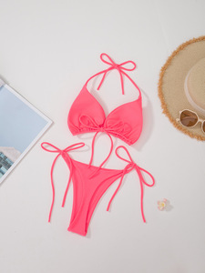 Bikini Halter Personalizado con Logotipo, <span class=keywords><strong>de</strong></span> Moda en Internet, Sexy, <span class=keywords><strong>de</strong></span> Dos Piezas, para Mujer, Estilo Deportivo para Fotos en Resort o Aguas Termales - Product Image 4