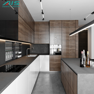 Tùy Chỉnh Nhiều Lớp Mật Độ Trung Bình Treo Cổ Sang Trọng Phiên Bản Gỗ Tối Tủ Bếp Đặt Hạt Melamine Với Bán - Product Image 1