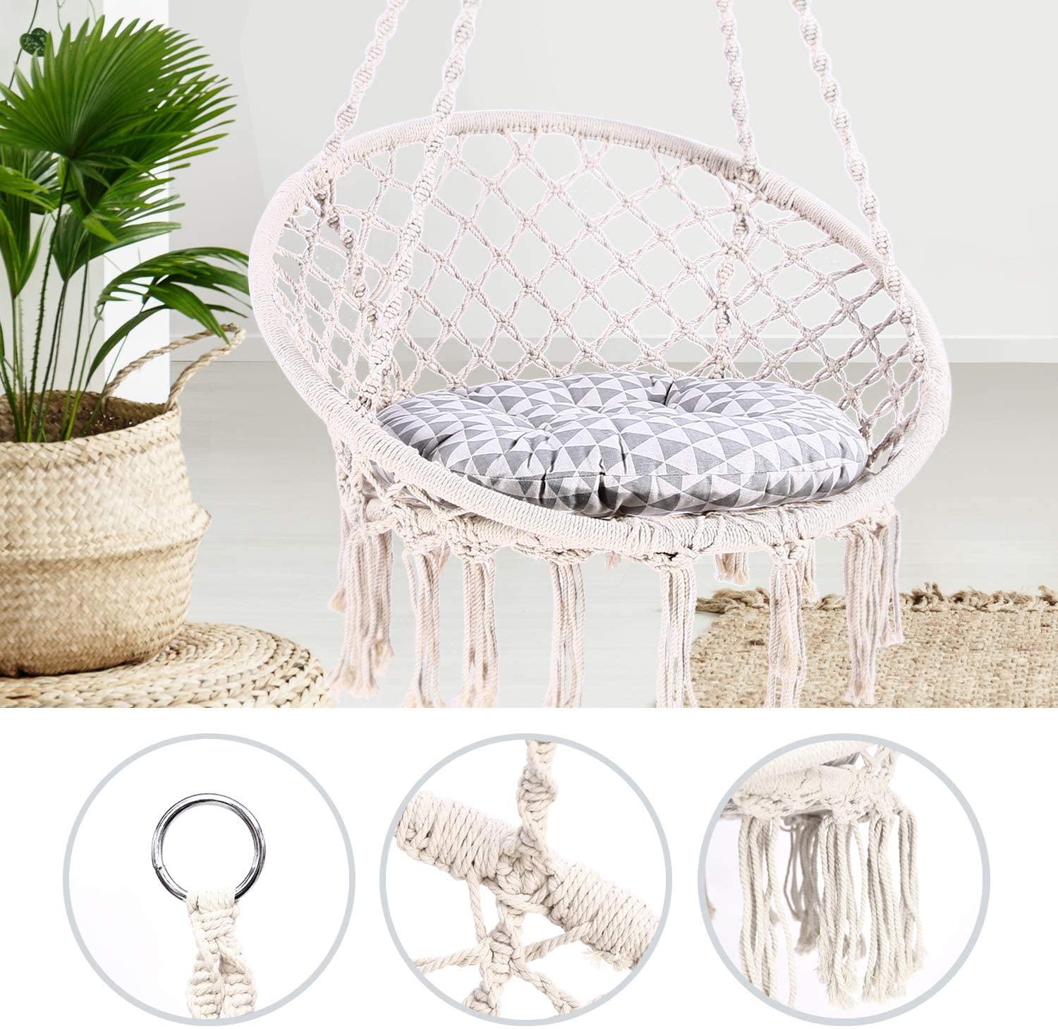 80 X 60cm Rope Outdoor Camping Hammock Macrame Swing Foldable Hammock Chair