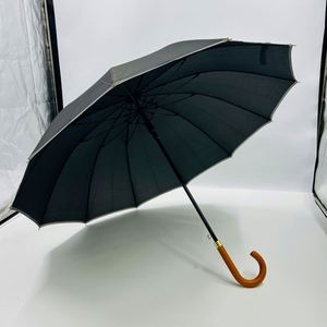 <b>Large</b> Windproof Straight Golf <b>Umbrella</b> Luxury Modern Wood Handle Adult's Waterproof Rain Guard Reflective Piping 190T Pongee - Product Image 1