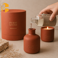 Ensemble cadeau diffuseur de parfum et bougie en céramique terracotta mate FUBEI LIVING avec boîte pour la décoration de la maison, ensemble de pots à bougies en céramique