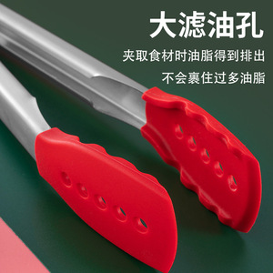 304 Stainless Steel Silicone Food Tongs 10 Inch Anti Slip Kitchen <b>Utensil</b> For Cooking And Grilling - Product Image 5