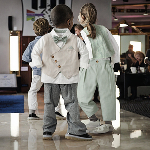 Nouveautés : Costumes de Cérémonie Garçon Cool Elves – Ensemble Deux Pièces pour Enfants, Modèles Printemps-Automne, Faux <span class=keywords><strong>Gilet</strong></span> et Manches Longues, Style Gentleman - Product Image 2