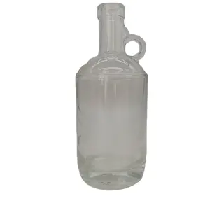 Botella de vidrio transparente de gran capacidad con asa para olla de aceite