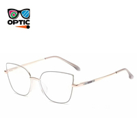 Monture de lunettes œil-de-chat classique pour femme, élégante, avec branches métalliques, pour verres correcteurs