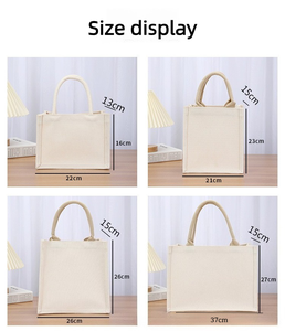 Sac fourre-tout en toile enduite 12 oz avec logo personnalisé, poignée en ruban, motif lettres structurées, 100 % coton, pour la vente en gros - Product Image 4