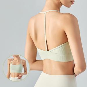 เสื้อชั้นในกีฬาแบบมีโครงสำหรับผู้หญิง ขายส่ง สายรัดบาง บราในตัว เสื้อครอปโยคะ เสริมฟองน้ำ ซับแรงกระแทก สำหรับออกกำลังกายและโยคะ รับผลิตแบบ OEM ODM - Product Image 1