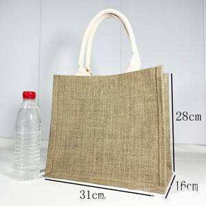 Vente en gros de sacs à provisions en lin avec logo imprimé personnalisé sac à main en jute portable réutilisable durable et résistant à l'eau sac à main vierge en lin - Product Image 4