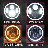 LANSEKO Phares LED ronds de 7 pouces avec halo Angel Eyes, feux de jour DRL, clignotants ambre, faisceau haut/bas, compatibles avec Jeep Wrangler JK