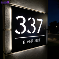 Enseigne murale LED 3D personnalisée en acrylique et acier inoxydable avec halo lumineux, plaque de porte, transformateur, logo d'entreprise intérieur/extérieur pour bâtiments de bureaux