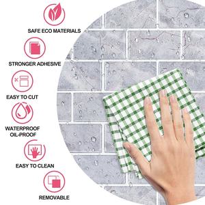Pegatinas impermeables <span class=keywords><strong>para</strong></span> azulejo de <span class=keywords><strong>pared</strong></span>, 10 hojas, gris, mármol, Metro - Product Image 4