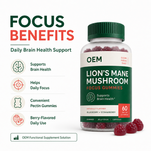 Biohacking <span class=keywords><strong>Lion</strong></span>'s Mane Focus Gummies : Soutien Cérébral, Neuroprotection, Supplément de Champignons – Marque Blanche, Étiquette Privée, Personnalisé - Product Image 6