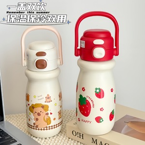 Kapilive Stainless Steel <b>Thermos</b> 500ml Cartoon Design Anti Slip Travel Water <b>Bottle</b> With Handle For Kids And Adults - Product Image 2