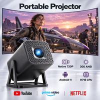 Mini projecteur à ultra courte focale, 720P natif, Android Smart WiFi, pour le camping en plein air, le cinéma à domicile, projecteurs portables