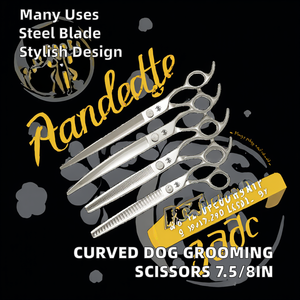 Professional 7.5/8inch Stainless Steel Piano <b>Teeth</b> Curved Chunker for Dogs Japanese 440C Pet Grooming Scissors - Product Image 2