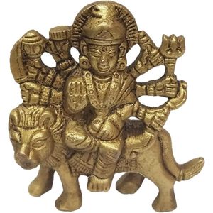 หัตถกรรมหัตถกรรม parijat รูปปั้นทองเหลืองรูปปั้น2.7นิ้ว Durga Idol หรูหราศาสนาฮินดูของตกแต่งบ้านสำหรับสำนักงานและห้องนั่งเล่น - Product Image 2