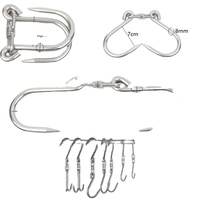 Crochet simple en S pour abattoir, pour chambre froide, en acier inoxydable, type S, pour boucher, crochets de suspension pour viande, épaisseur 10 mm