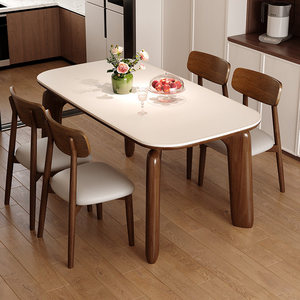 <span class=keywords><strong>Tavolo</strong></span> da Pranzo Rettangolare <span class=keywords><strong>in</strong></span> <span class=keywords><strong>Legno</strong></span> <span class=keywords><strong>Massello</strong></span> e Lastra di Pietra Stile Nordico <span class=keywords><strong>con</strong></span> <span class=keywords><strong>Sedie</strong></span>, Adatto per Ristoranti, Hotel e Appartamenti - Product Image 1