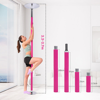 Kit de barre de pole dance statique D40mm en acier inoxydable robuste, portable, rose, étanche, antidérapant, réglable en hauteur, pour fitness et exercice HM