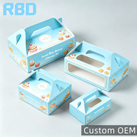 Boîte à gâteau en papier personnalisée pliable avec fenêtre transparente pour desserts, pâtisseries, mousses et produits de boulangerie, avec poignée, vente en gros