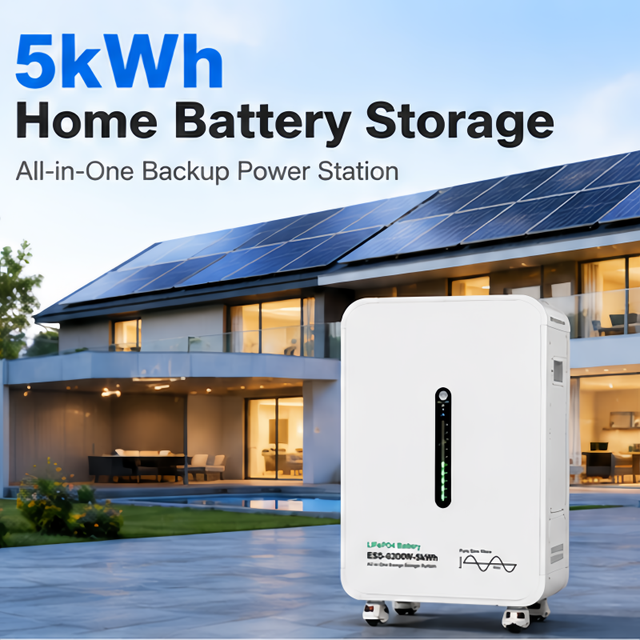 Large Capacity 5kWh Home Solar Power Station 6200W Quick Charge LiFePO4 Battery CAN Residential Emergency Backup Power