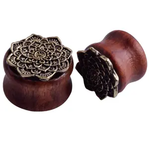 Оптом, эбонитовый барабанный эспандер с винтажным бронзовым узором в виде розы, модные ювелирные украшения для пирсинга, экспортные поставки