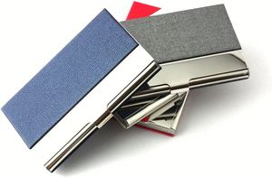 Custom Logo Silver Metal Name Card Case Stainless Steel PU Business Card <b>Holder</b> for BusinessLuxury Business Card Case - Product Image 2