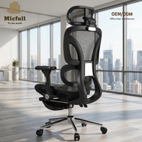 Chaise de bureau ergonomique moderne avec soutien lombaire, dossier haut noir, accoudoirs 3D réglables, appui-tête 4D et repose-pieds rétractable pour la maison