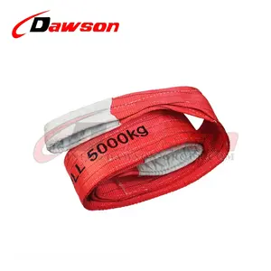 DAWSON WLL 5Ton sabuk selempang pengangkat anyaman datar poliester merah