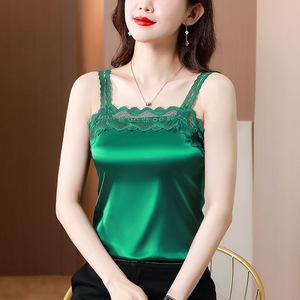 Lace Camisole Tank Top For Women Red Summer Plus Size Slim Fit Base Layer French Style Top - Product Image 2