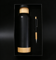 Carnet en bois A5 personnalisé, journal d'affaires, coffret cadeau d'entreprise avec stylo et bouteille