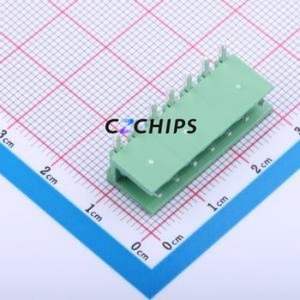 JL396R-39607G01 Plug-in Terminal Block Bent Lead Through Hole,P=3.96mm Connector Board-to-Board / Socket Open 1x7P 3.96mm Green - Product Image 1