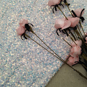 Tissu en dentelle à paillettes de couleur claire avec broderie pour robes de mariée de luxe, nappes, décorations de fête - Product Image 6