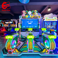 Machine d'arcade simulateur de vélo de fitness à monnayeur, 3 joueurs, avec éclairage LED coloré et structure métallique, pour jeu de cyclisme compétitif en anglais