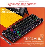Desain khusus K400 Mekanikal Gaming USB kabel Keyboard 87 tombol multifungsi dengan lampu LED keren untuk penggunaan Laptop