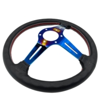 350 MM universel Super Fiber cuir bleu galvanoplastie support dérive Sport voiture volant
