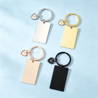 Ywyougang Porte-clés en acier inoxydable gravable en forme de cœur ou de rectangle, 4 couleurs, design vintage tendance, cadeau