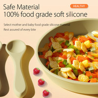 Silicone Toddler Plate Cuillère Fourchette Ensemble Bébé Ventouse Bol à Manger avec Accessoires Pratiques