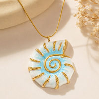 Collier pendentif coquillage spirale océanique SUMMLY, chaîne en acier inoxydable plaqué or 18 carats, bijoux de mode quotidiens pour femmes, vente en gros