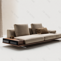 Ensemble de canapés modulaires confortables pour salon, revêtement en velours, canapé d'angle carré avec design moderne, pieds en bois