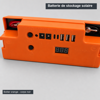Ventilateur de sol solaire 20 pouces, sans balais, haute puissance, avec hélice métallique, batterie LiFePO4, USB 5V et lampe LED pour
