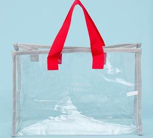 Sac en plastique personnalisé, sac fourre-tout transparent, sac en vinyle pour stade, poignées, sacs fourre-tout en PVC pour femmes, sacs de sport - Product Image 3